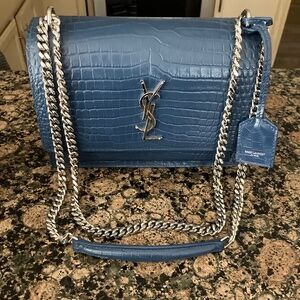 YSL Blue Sunset Monogram Medium Crossbody Bag